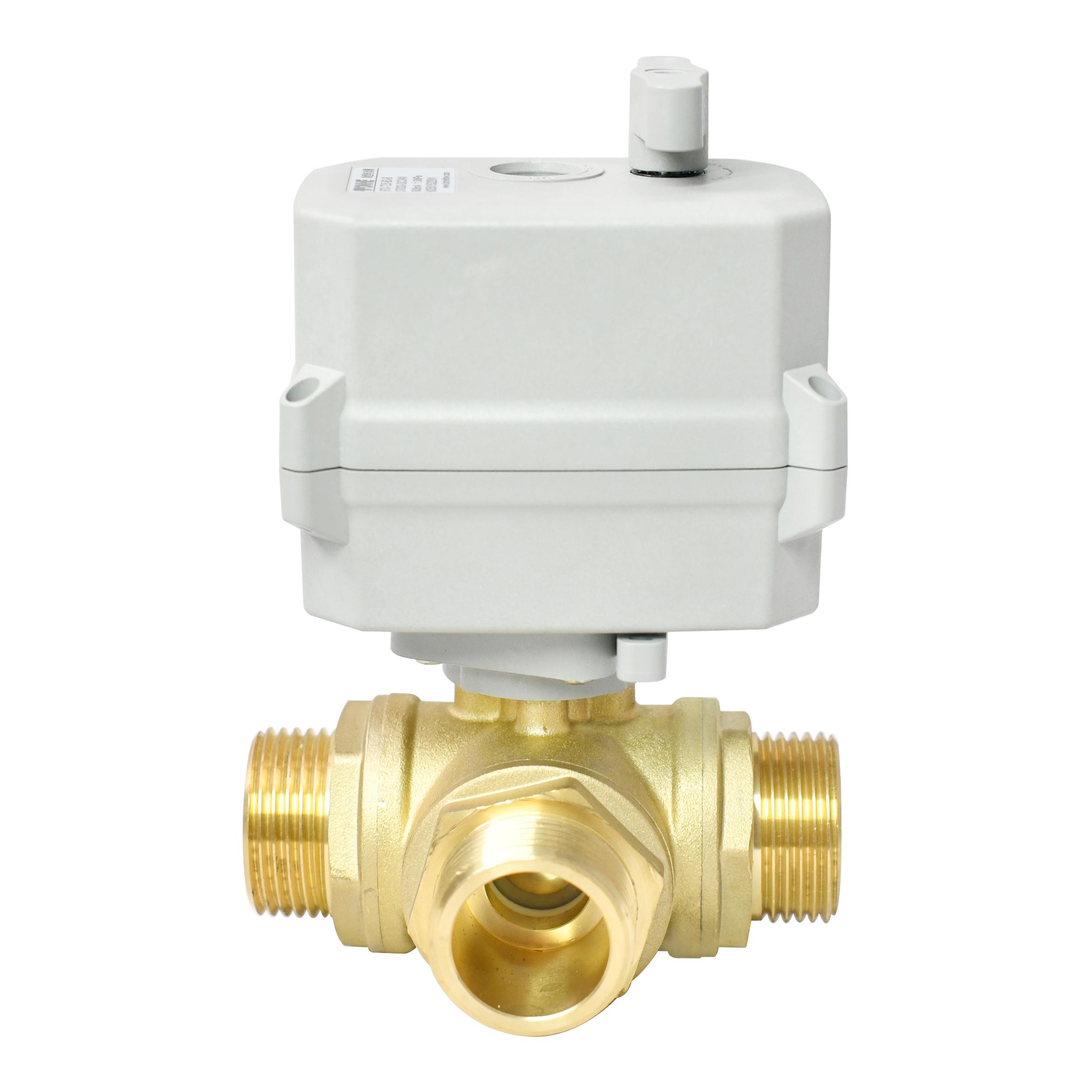 快速安装-1” 黄铜三通外丝开关型电动阀