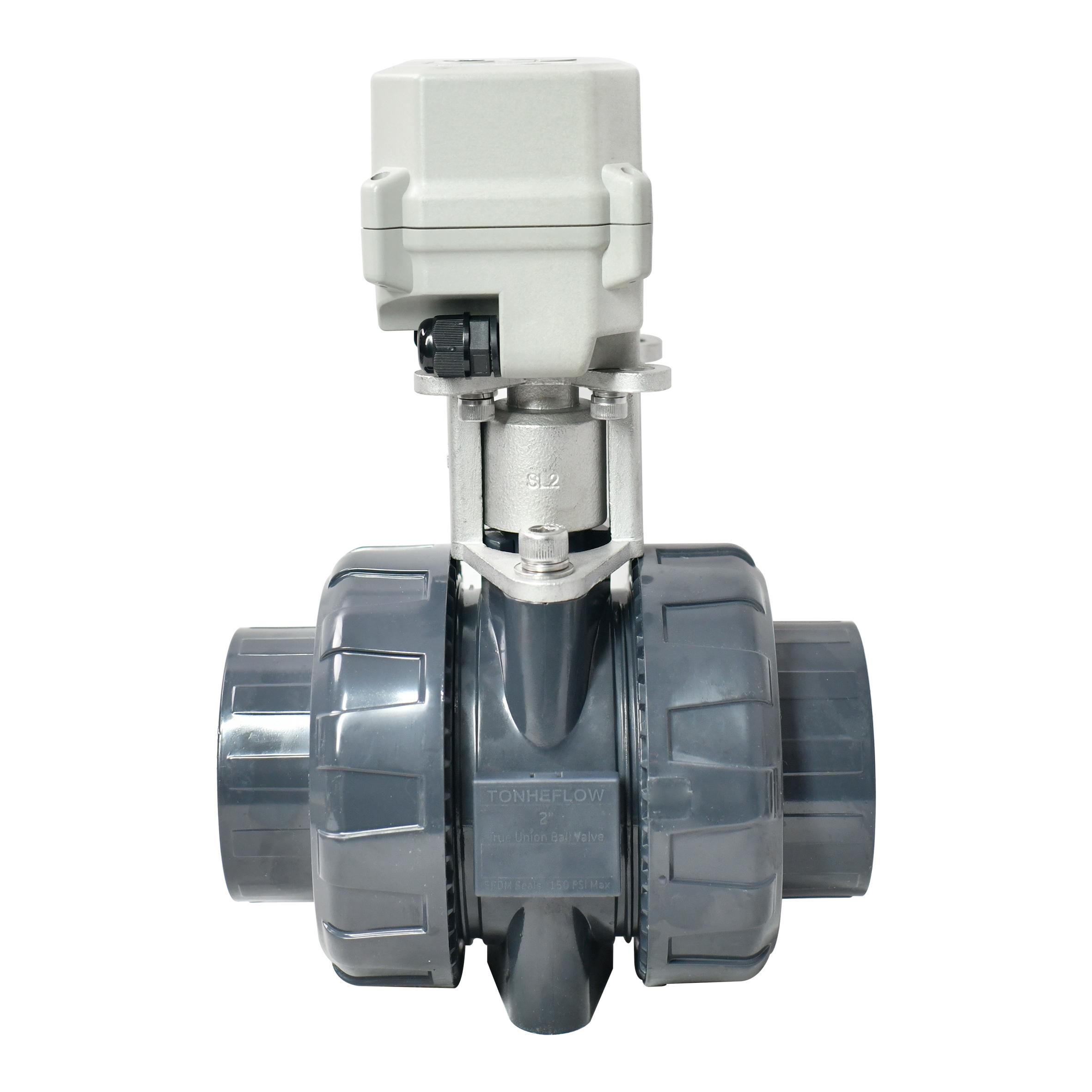 开关型-UPVC两通电动阀不锈钢支架