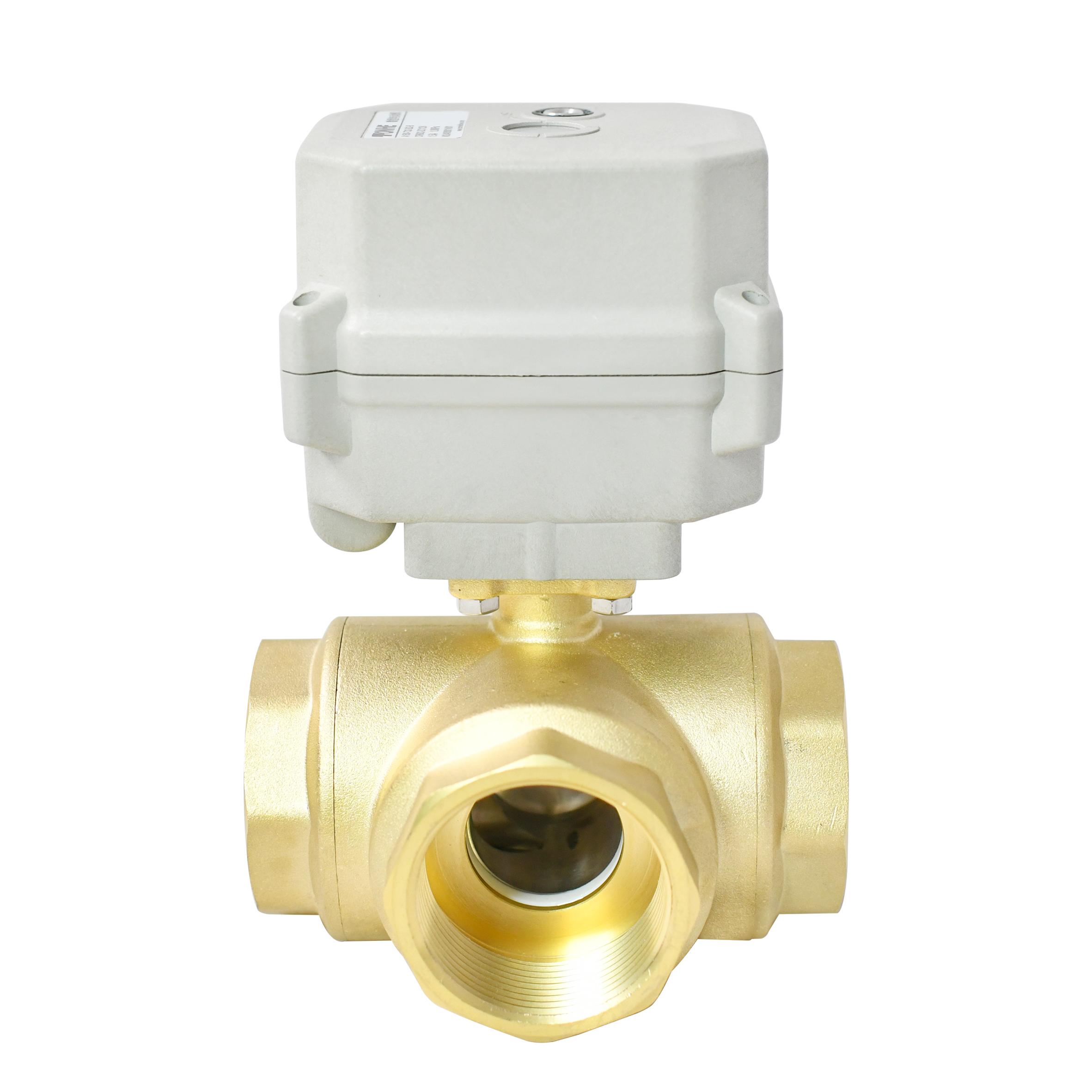 开关型-A150系列DN40黄铜三通电动阀，带指示带手动