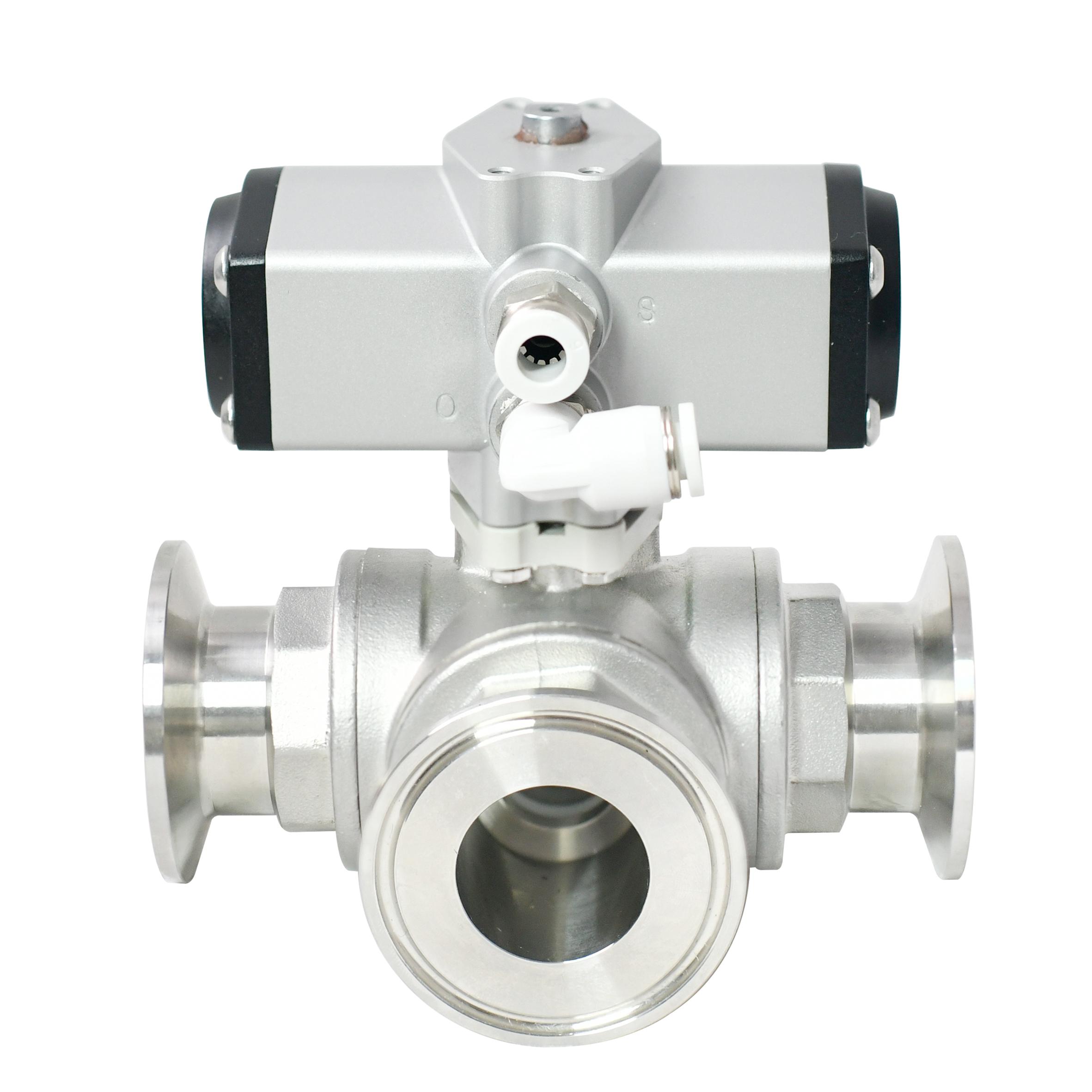 TONHEFLOW P30系列 DN25 不锈钢三通快装气动球阀，铝质执行器外壳